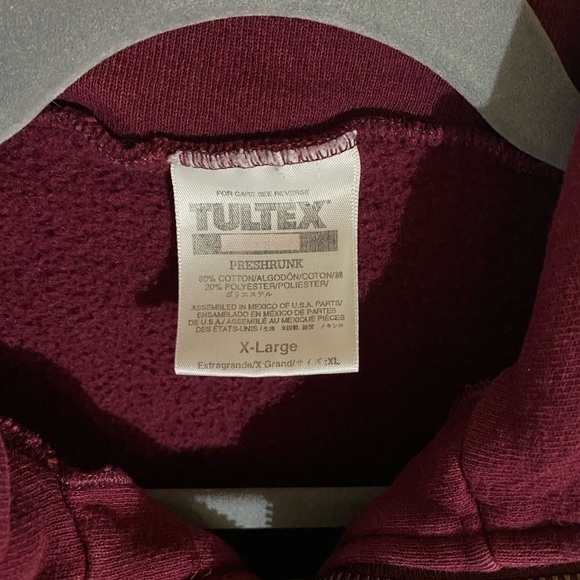 UNISEX BALLY’S CASINO 1/4 ZIP SWEATSHIRT BURGUNDY SIZE XL - Picture 5 of 7